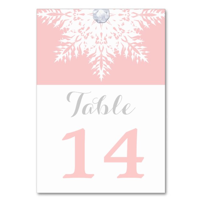 Numéro de table de mariage d'hiver rose Snowflake (Par défaut)