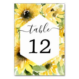 Numéro de table de mariage du jardin de tournesol