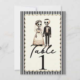 Numéro de table de mariage du marié squelette de d