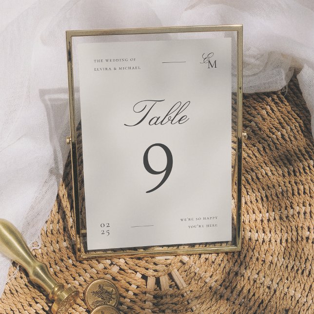 Numéro de table de mariage éditorial ivoire minima (Créateur téléchargé)