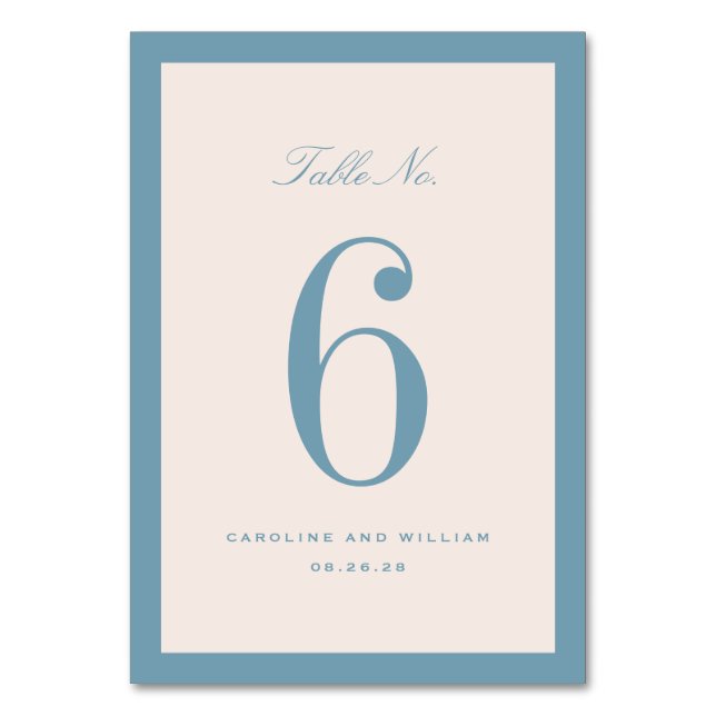 Numéro de table de mariage Élégance Classique Bleu (Par défaut)