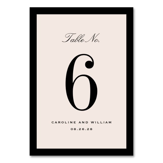Numéro de table de mariage élégance classique noir (Par défaut)