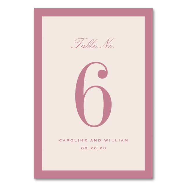 Numéro de table de mariage Élégance Classique Rose (Par défaut)