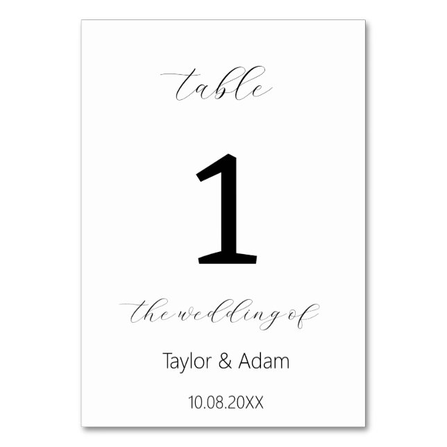 Numéro de table de mariage élégant (Dos)