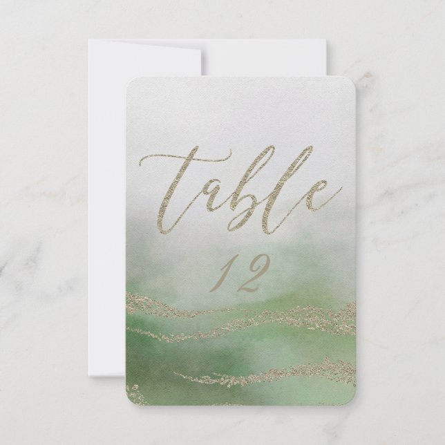 Numéro de table de mariage élégant à l'aquarelle d (Devant)