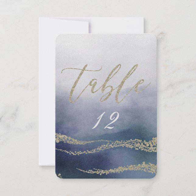 Numéro de table de mariage élégant à l'aquarelle d (Devant)