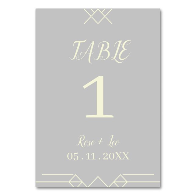 Numéro de table de mariage élégant argent et ivoir (Par défaut)