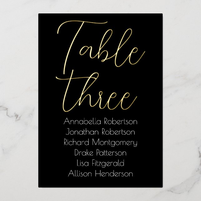 Numéro de table de mariage élégant avec feuille d' (Recto)