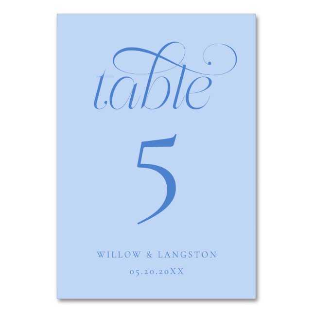 Numéro de table de mariage élégant bleu givré (Par défaut)