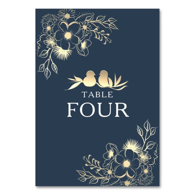 Numéro de table de mariage élégant bleu marine (Par défaut)