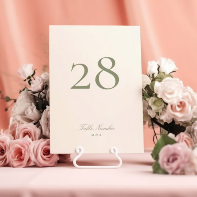 Numéro de table de mariage élégant classique vert  (Créateur téléchargé)