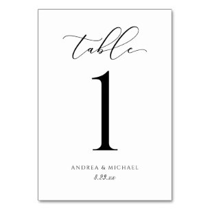 Numéro de table de mariage élégant en écriture cal