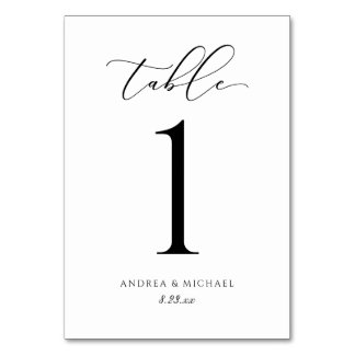 Numéro de table de mariage élégant en écriture cal