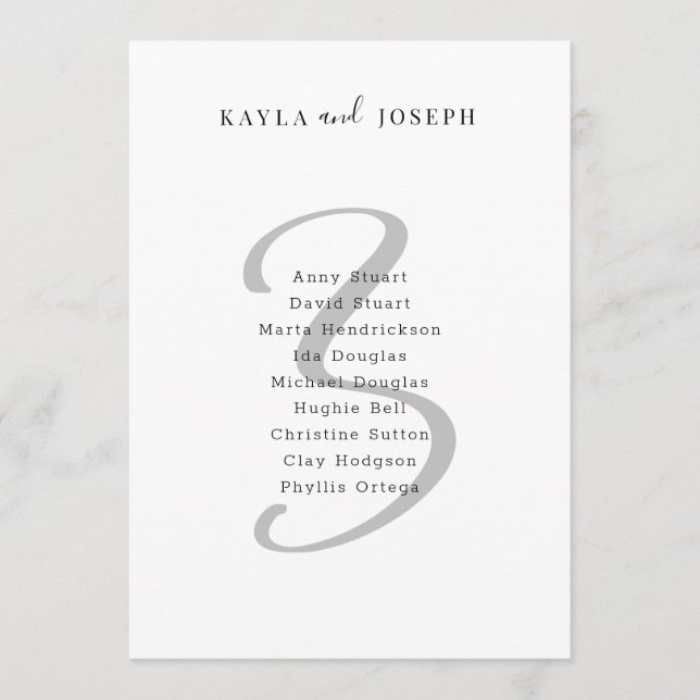 Numéro de table de mariage élégant et gras minimal (Devant)