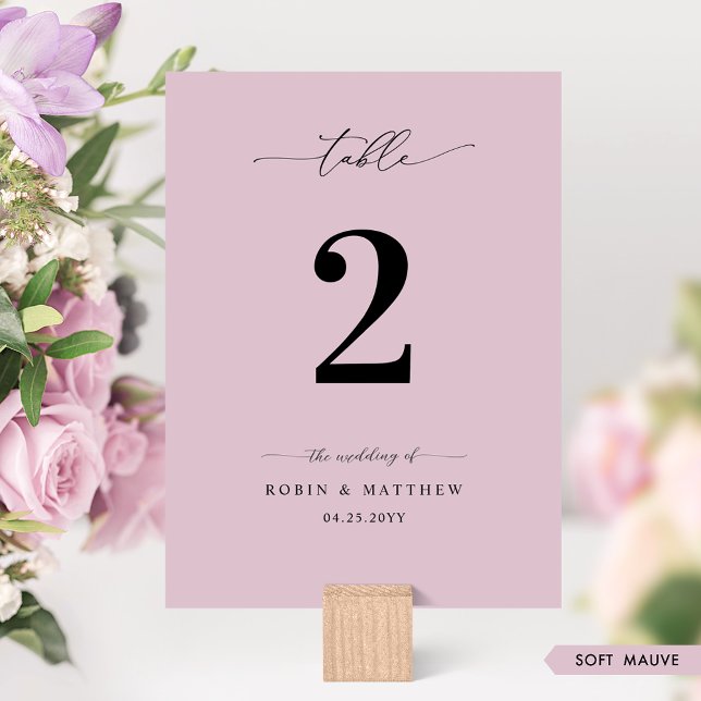 Numéro de table de mariage élégant et minimal rose (Créateur téléchargé)