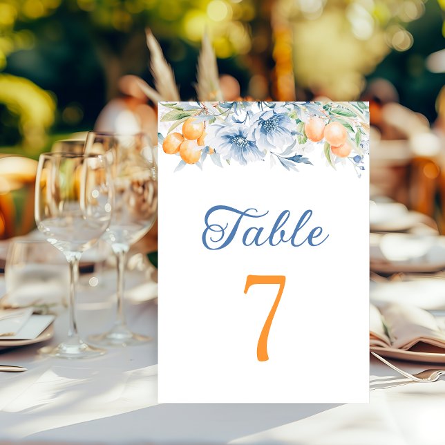 Numéro de table de mariage élégant floral et citro (Créateur téléchargé)
