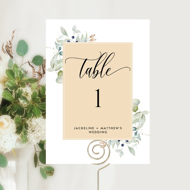 Numéro de table de mariage "Elegant Greenery", bei (Créateur téléchargé)