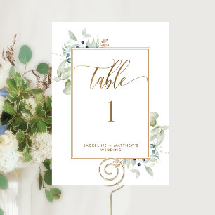 Numéro de table de mariage "Elegant Greenery", Bla
