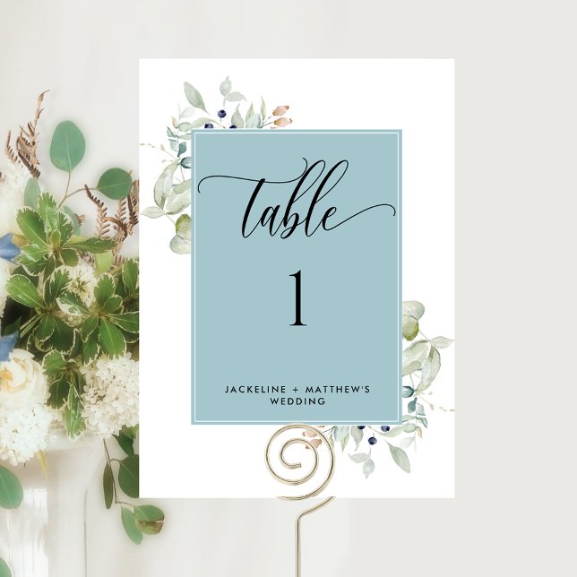 Numéro de table de mariage "Elegant Greenery", ble (Créateur téléchargé)