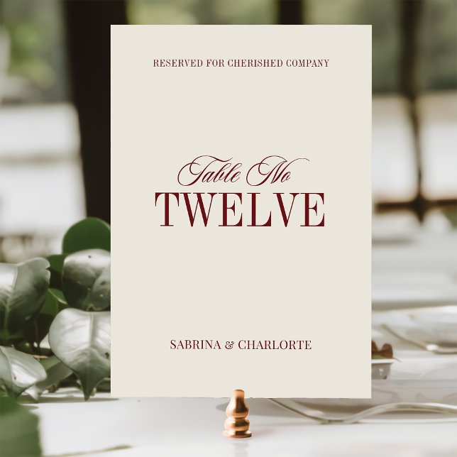 Numéro de table de mariage élégant ivoire à l'anci (Créateur téléchargé)