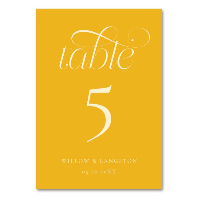 Numéro de table de mariage élégant jaune (Par défaut)