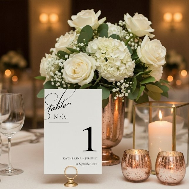 Numéro de table de mariage élégant monochrome mini (Minimalist Monochrome Elegant Wedding Table Number)
