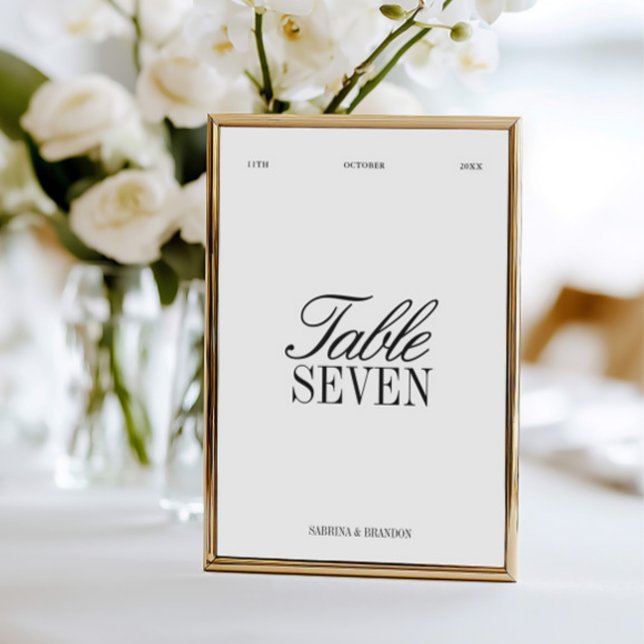Numéro de table de mariage élégant noir et blanc (Elegant Black & White Wedding Table Number)