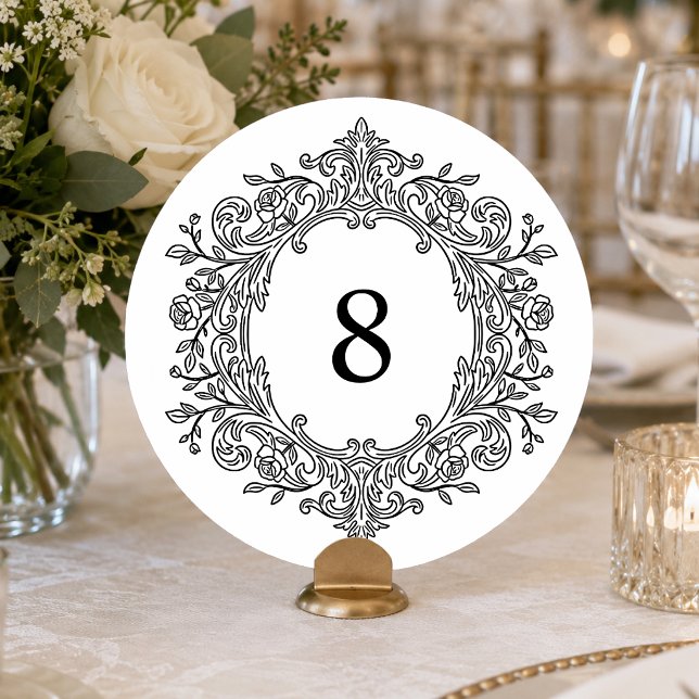 Numéro de table de mariage élégant noir héritage (Créateur téléchargé)