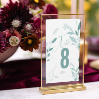 Numéro de table de mariage élégant poussiéreux ble