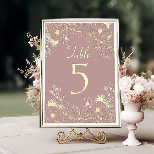 Numéro de table de mariage élégant rose poussiéreu (Créateur téléchargé)