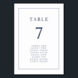 Numéro de table de mariage élégant simple<br><div class="desc">Numéro de table de mariage élégant simple. Ce numéro de table de mariage à bordure minimaliste et élégante comporte une fine bordure bleu marine avec du texte et des écritures en bleu marine. Les articles assortis sont dans la gamme de mariage Navy Classic Border.</div>