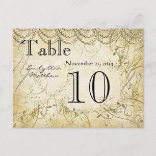Numéro de table de mariage élégant tourbillon doré