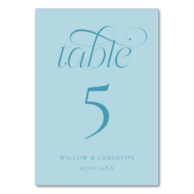 Numéro de table de mariage élégant turquoise  (Par défaut)