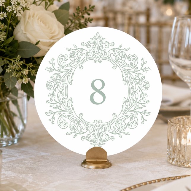 Numéro de table de mariage élégant vert héritage (Créateur téléchargé)