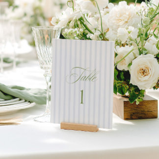 Numéro de table de mariage élégant vert sauge et b