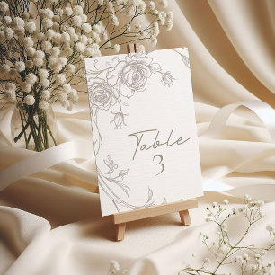 Numéro de table de mariage élégant vintage sépia