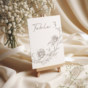 Numéro de table de mariage élégant vintage sépia
