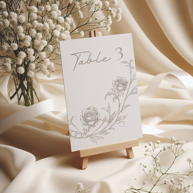 Numéro de table de mariage élégant vintage sépia (Créateur téléchargé)