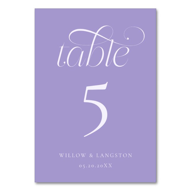 Numéro de table de mariage élégant Violet (Par défaut)