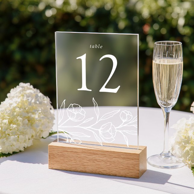 Numéro de table de mariage en acrylique à motif fl (Créateur téléchargé)
