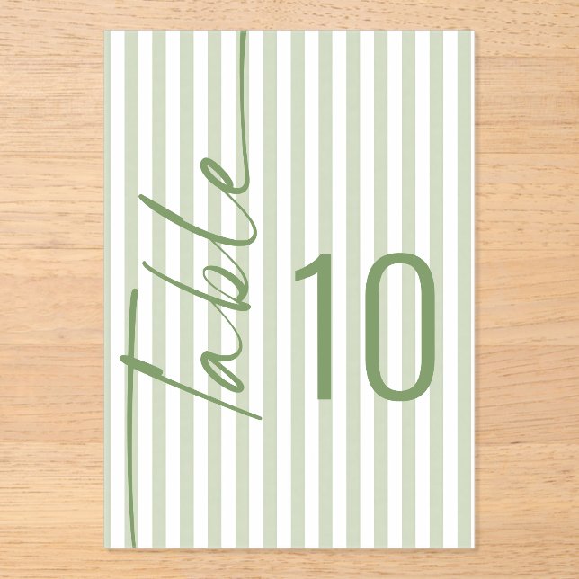 Numéro de table de mariage en acrylique à rayures  (Recto)