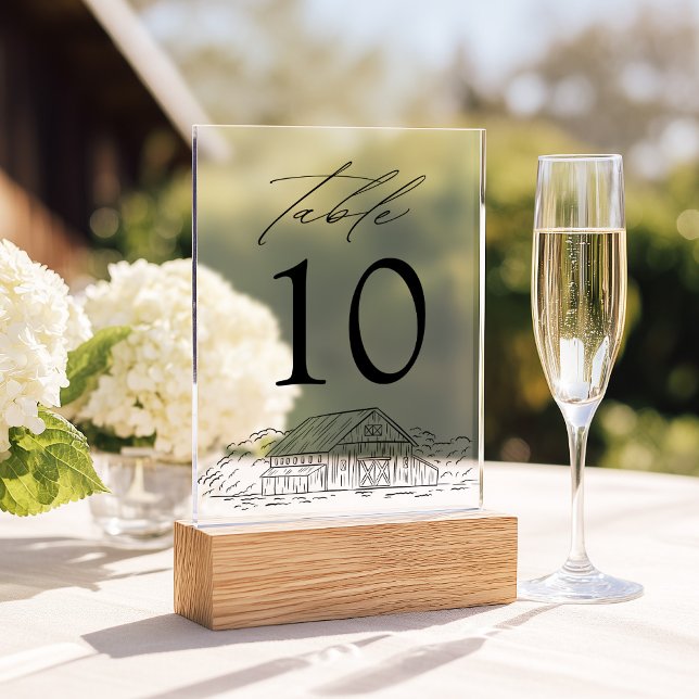 Numéro de table de mariage en acrylique grange rus (Créateur téléchargé)