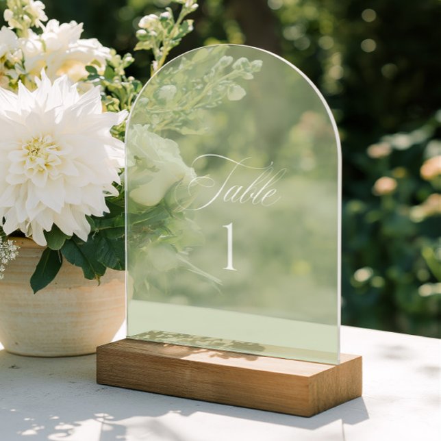 Numéro de table de mariage en acrylique vert sauge (Arch Acrylic Sage Green Wedding Table Number)