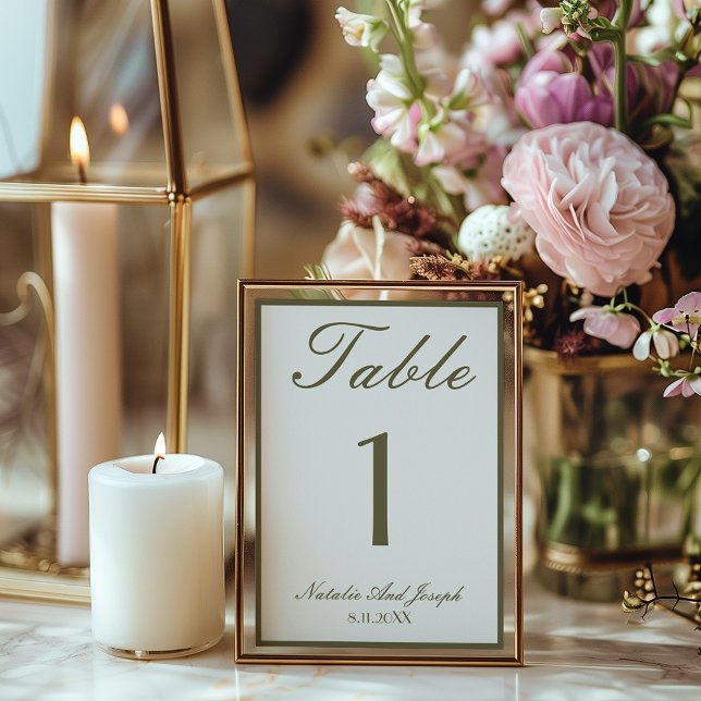 Numéro de table de mariage en argent ancien vert o (Créateur téléchargé)