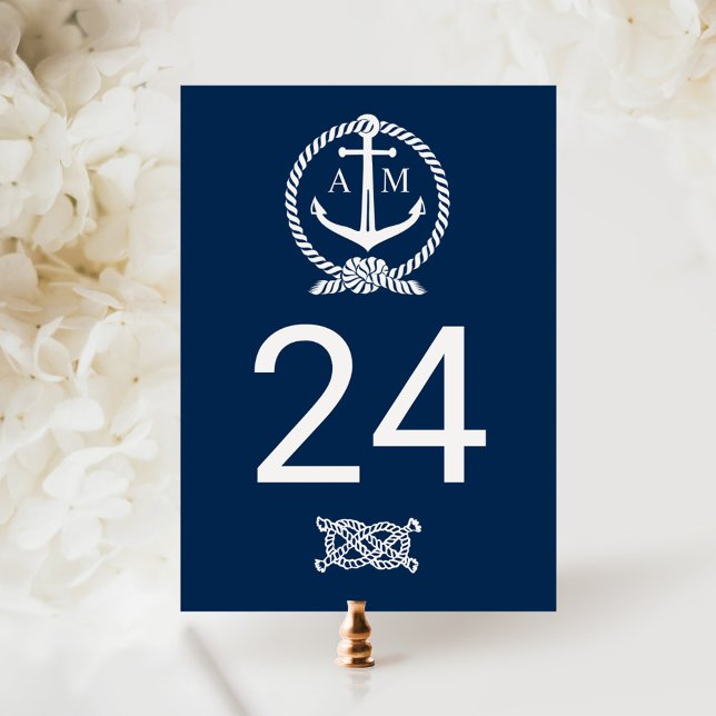 Numéro de table de mariage en bleu marine nautique (Créateur téléchargé)