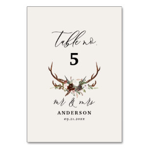 Numéro de table de mariage en bois de cerf rustiqu