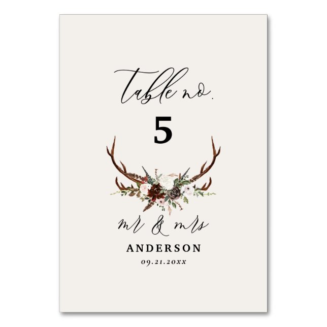 Numéro de table de mariage en bois de cerf rustiqu (Par défaut)