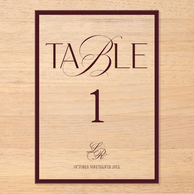 Numéro de table de mariage en Bourgogne à l'ancien (Recto)
