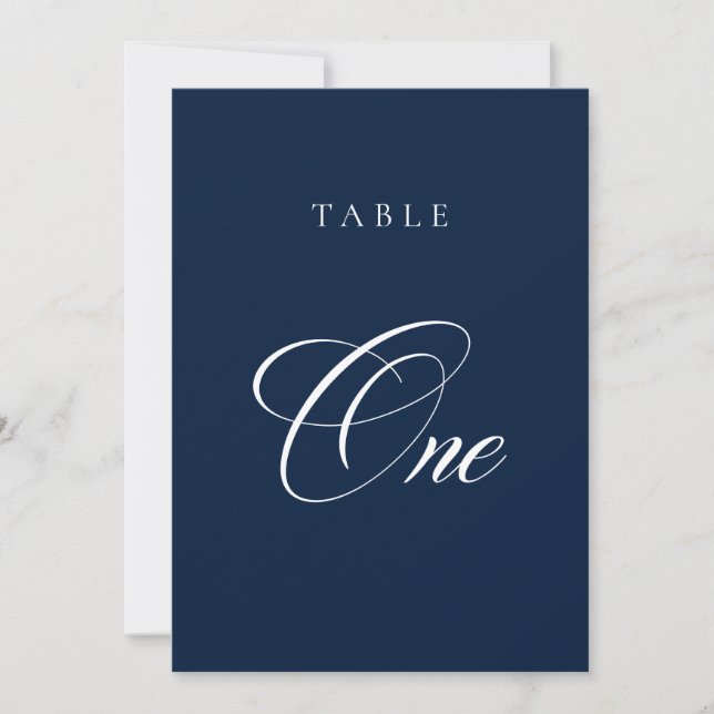 Numéro de table de mariage en calligraphie bleue c (Devant)