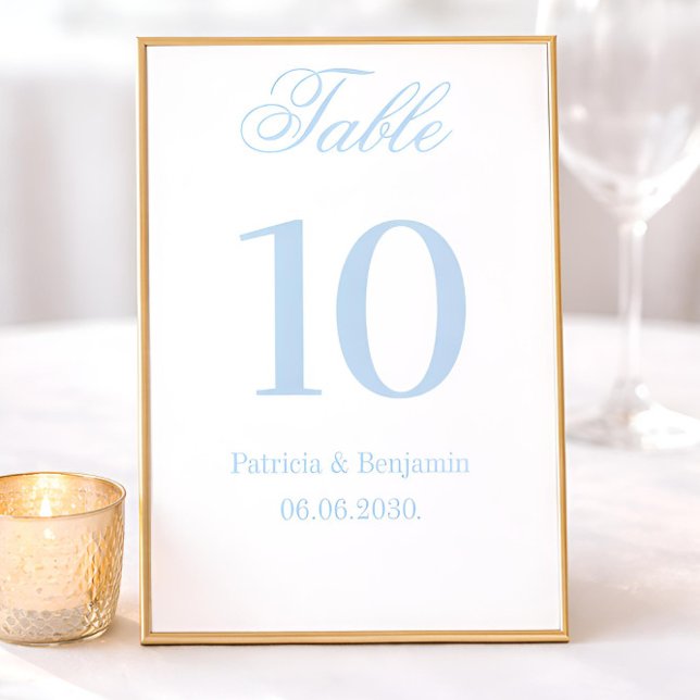 Numéro de table de mariage en calligraphie bleue c (Créateur téléchargé)